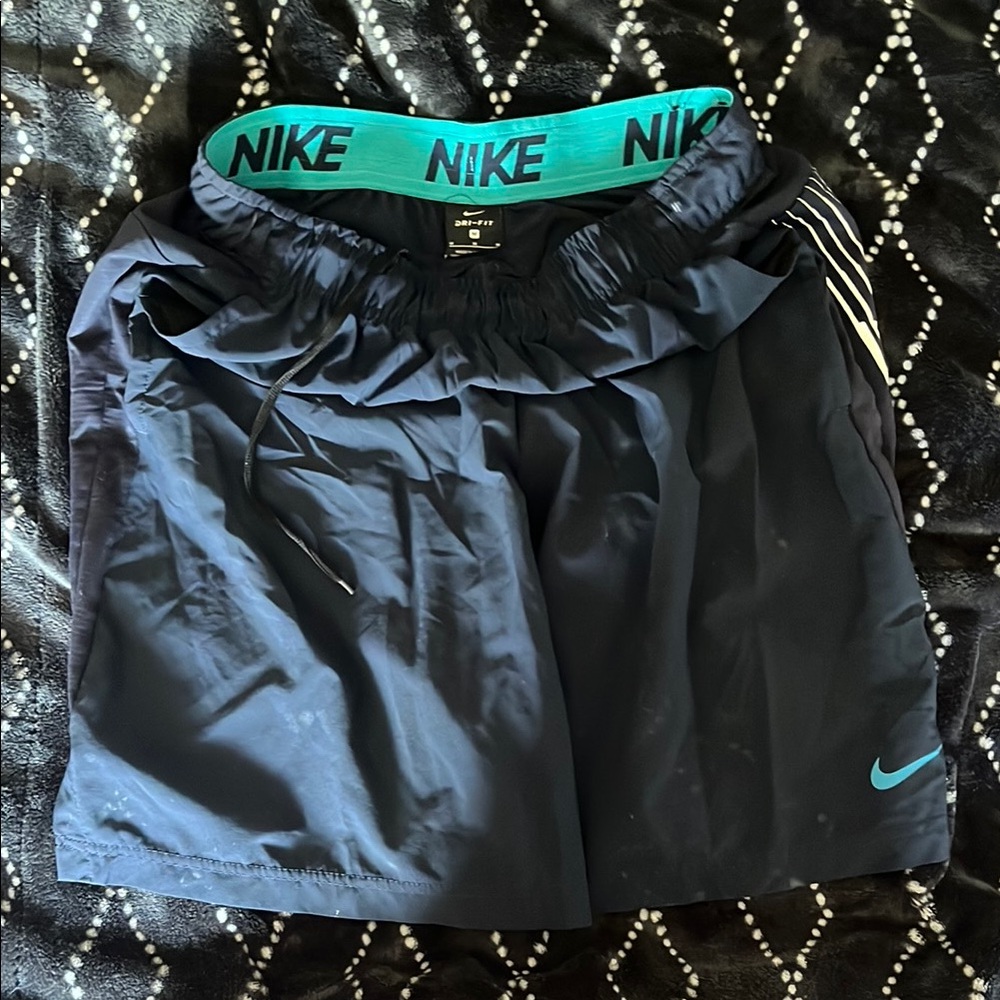 Nike Black Shorts with Teal Accents